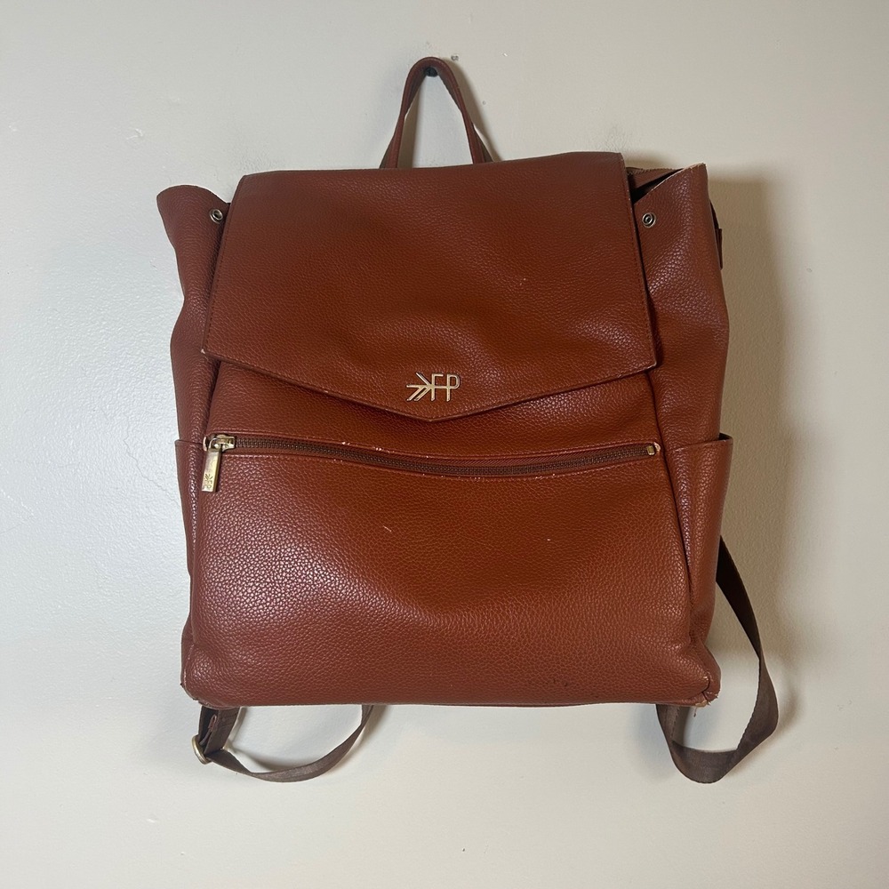 Freshly Picked‎ Classic Convertible Backpack Brown Pebbled Leather Diaper Bag